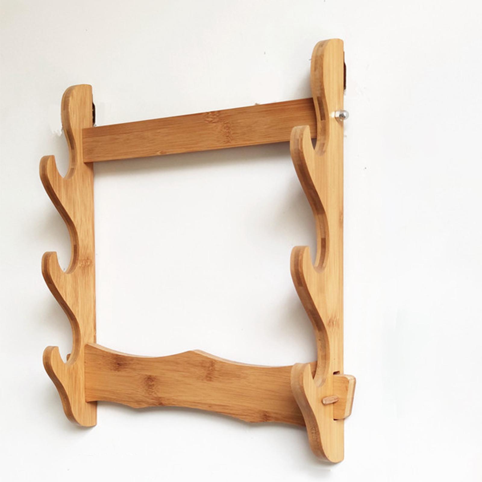 Vintage Style  Holder Support Stand Bamboo Horizontal Mount for Katana Display