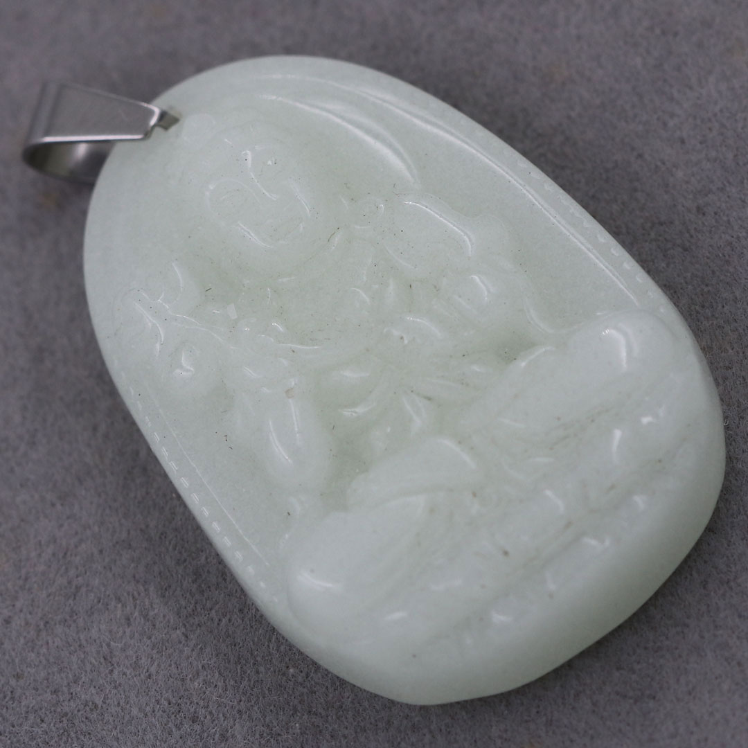 Mặt Dây Chuyền Phật Đại Thế Chí Bồ Tát Đá Dạ Quang Size Nhỏ 3.6cm - Tặng Kèm Móc Inox - Phong Thủy 868 - May Mắn - Bình An