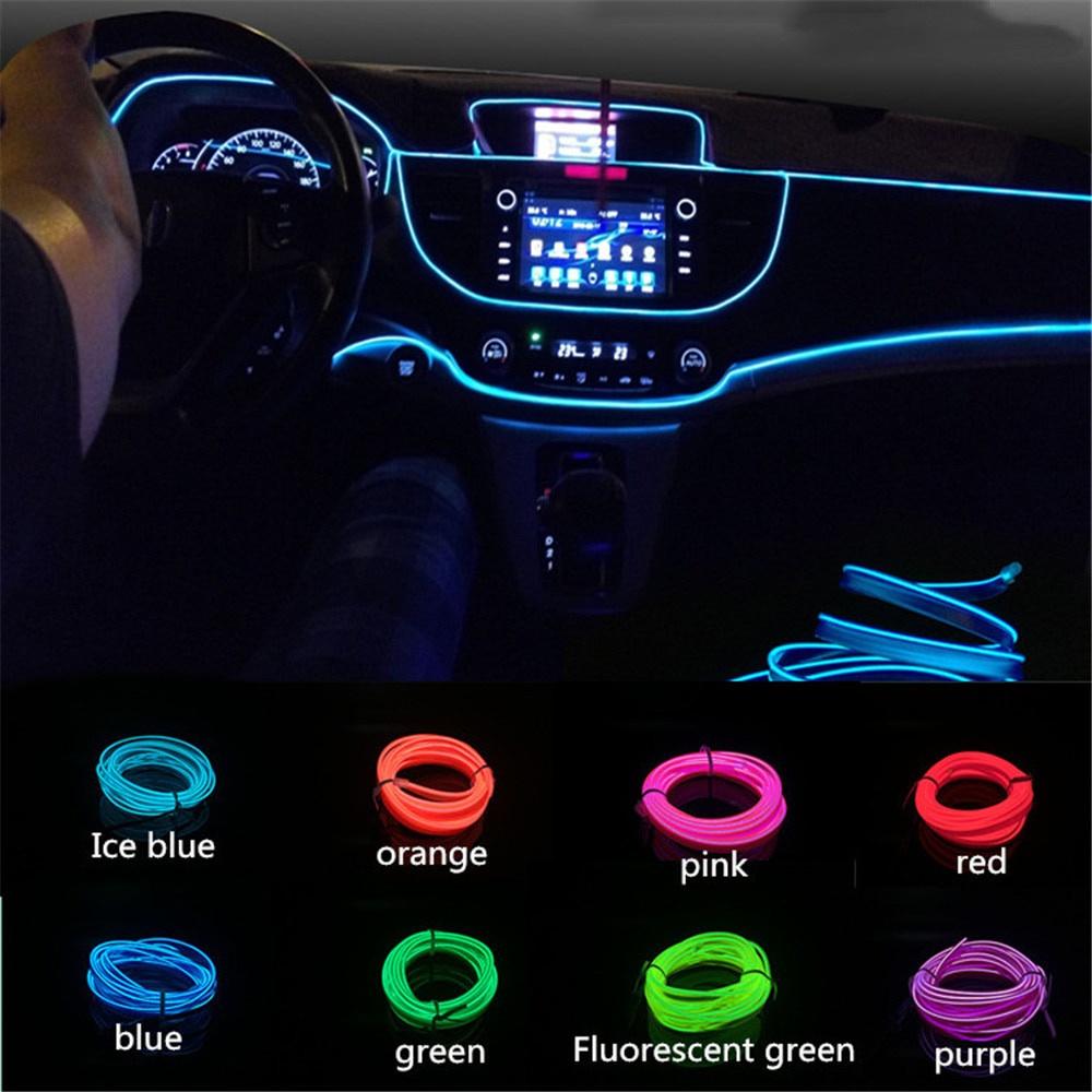 Đèn dải neon LED 5M USB linh hoạt trang trí nội thất ô tô tự làm