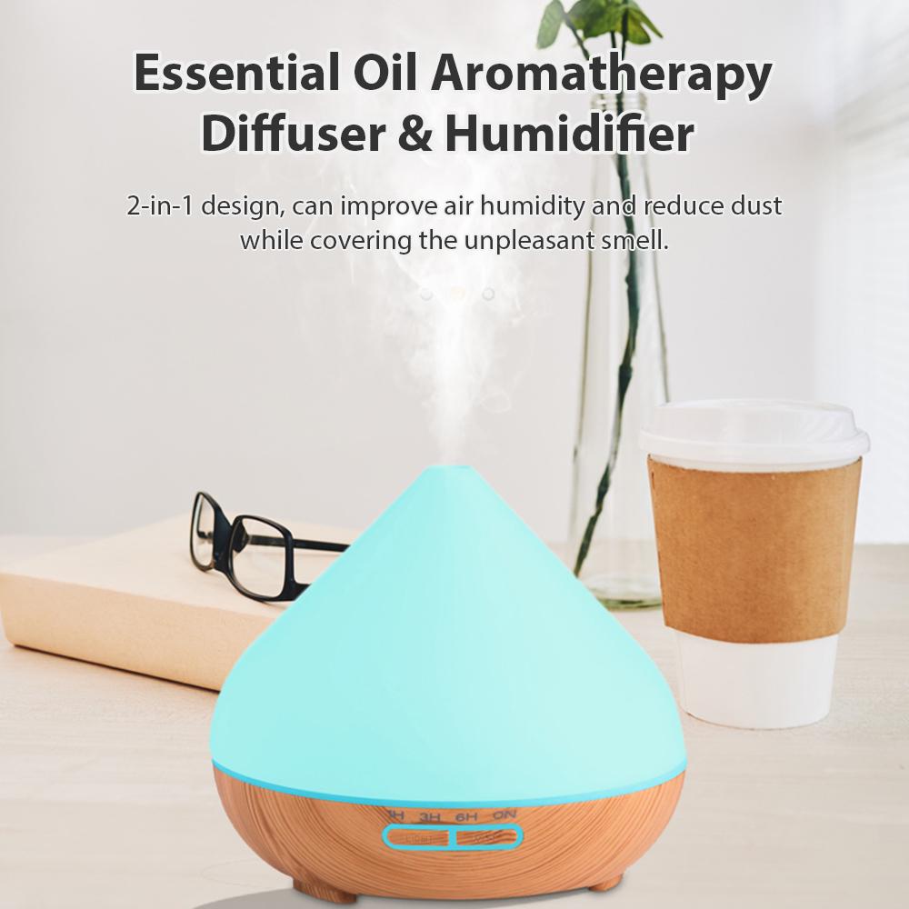 Máy Khuếch Tán Tinh Dầu Dung Tích 500Ml Có Đèn Nhiều Màu Sắc