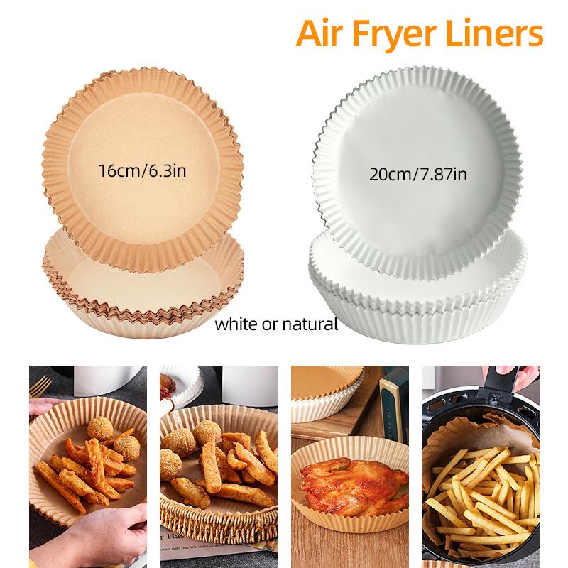 100/200PCS Air Fryer Liner Disposable Paper Non-stick Heat Resistant Oil Absorption Air Fryer Paper Baking Paper