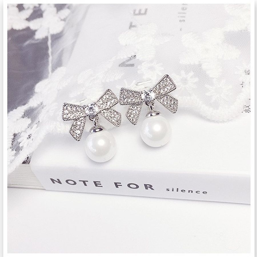 Bông Tai Ngọc Trai San Hô - Nơ Bướm - Trang Sức Cô Tấm - ELVA PEARL - CTJ3114
