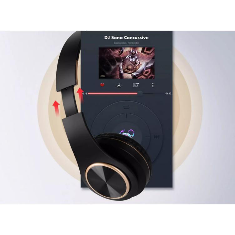 Tai nghe bluetooth không dây V5.0 chụp tai T8 siêu trầm chống ồn có mic đàm thoại có thể gấp gọn có khe cắm thẻ nhớ pin