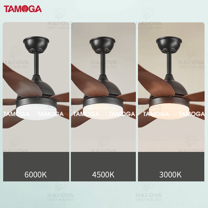Đèn quạt trần 5 cánh gỗ TAMOGA ALICE 8075 + Tặng kèm khiển