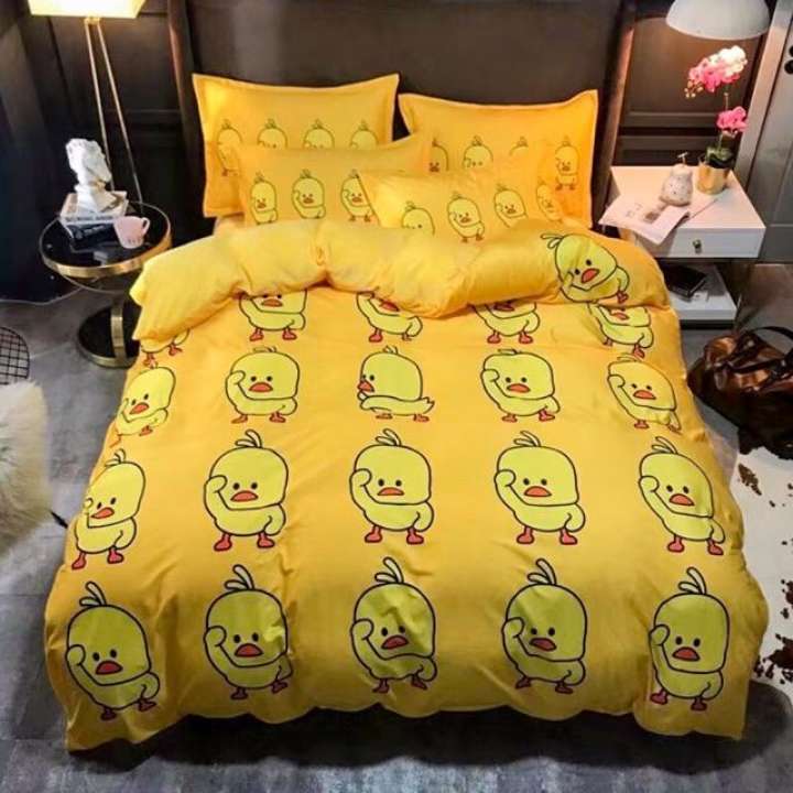 Bộ chăn ga gối mẫu vịt vàng