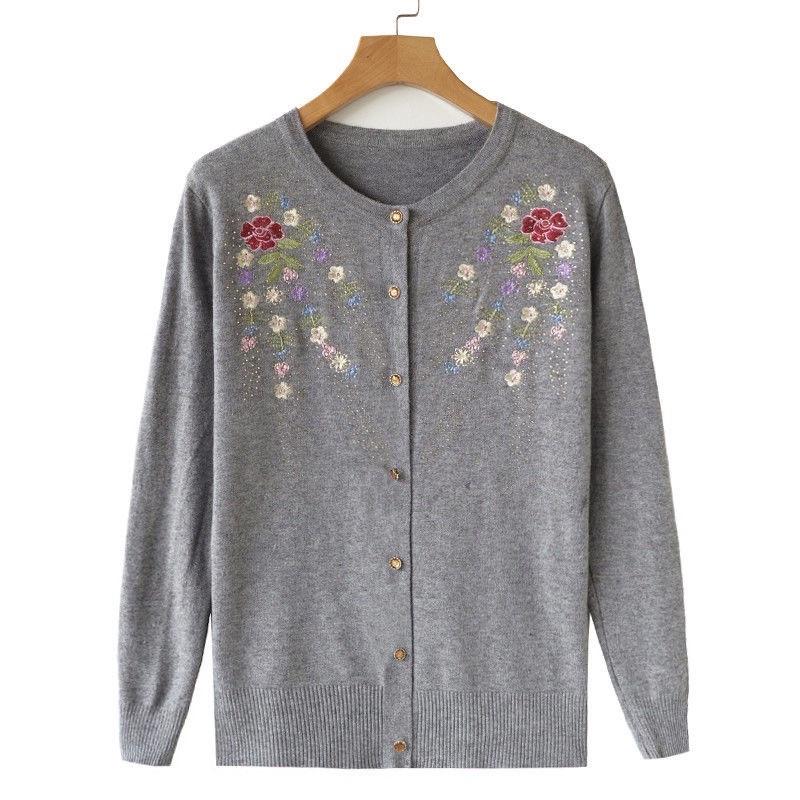 Áo Khoác len trung niên nữ, áo len nữ cardigan mỏng mùa thu