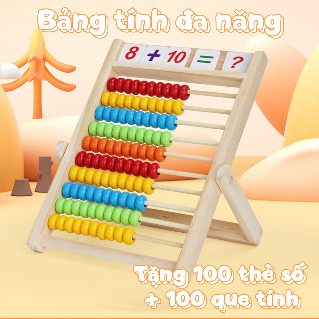 Đồ Chơi Giáo Dục Bàn Tính Toán Học Thông Minh Tặng Kèm 100 Thẻ Số 100 Que Tính Nhiều Màu