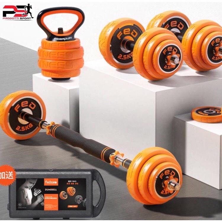 Bộ Tạ tay 30kg FED Gang mạ Niken Điều Chỉnh Đa Năng 4 IN 1 - 8007