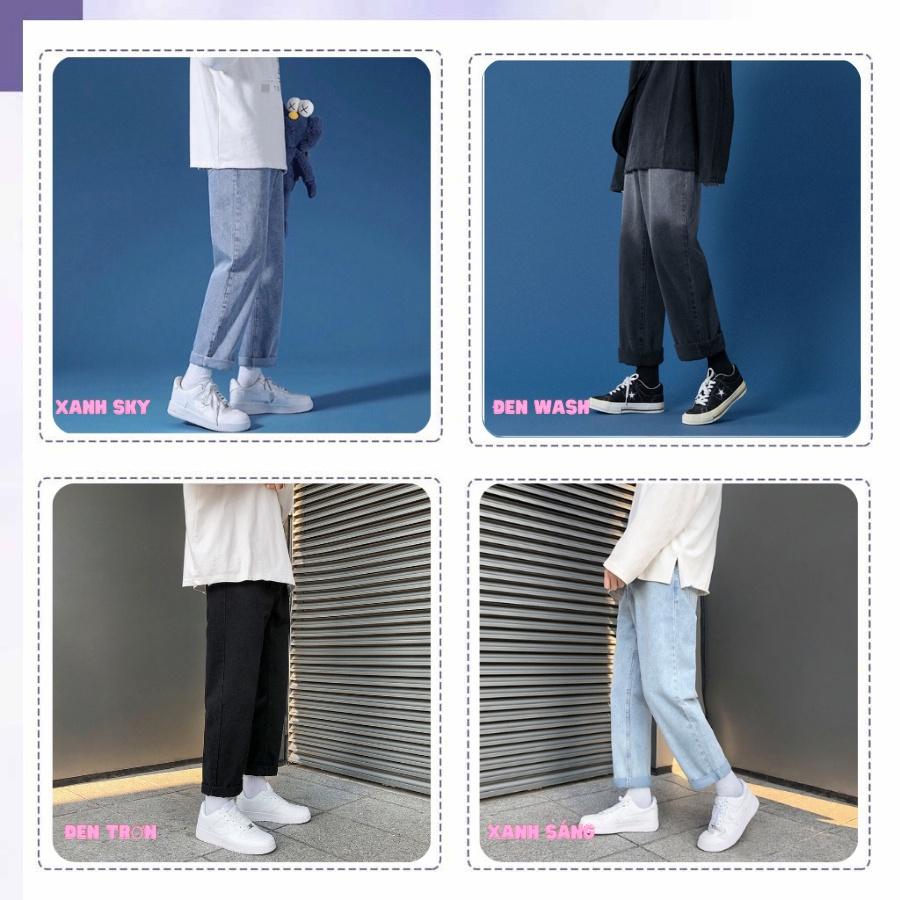Quần jean nam baggy đen ống suông rộng vải bò jeans cao cấp dáng đứng không phai màu TR01