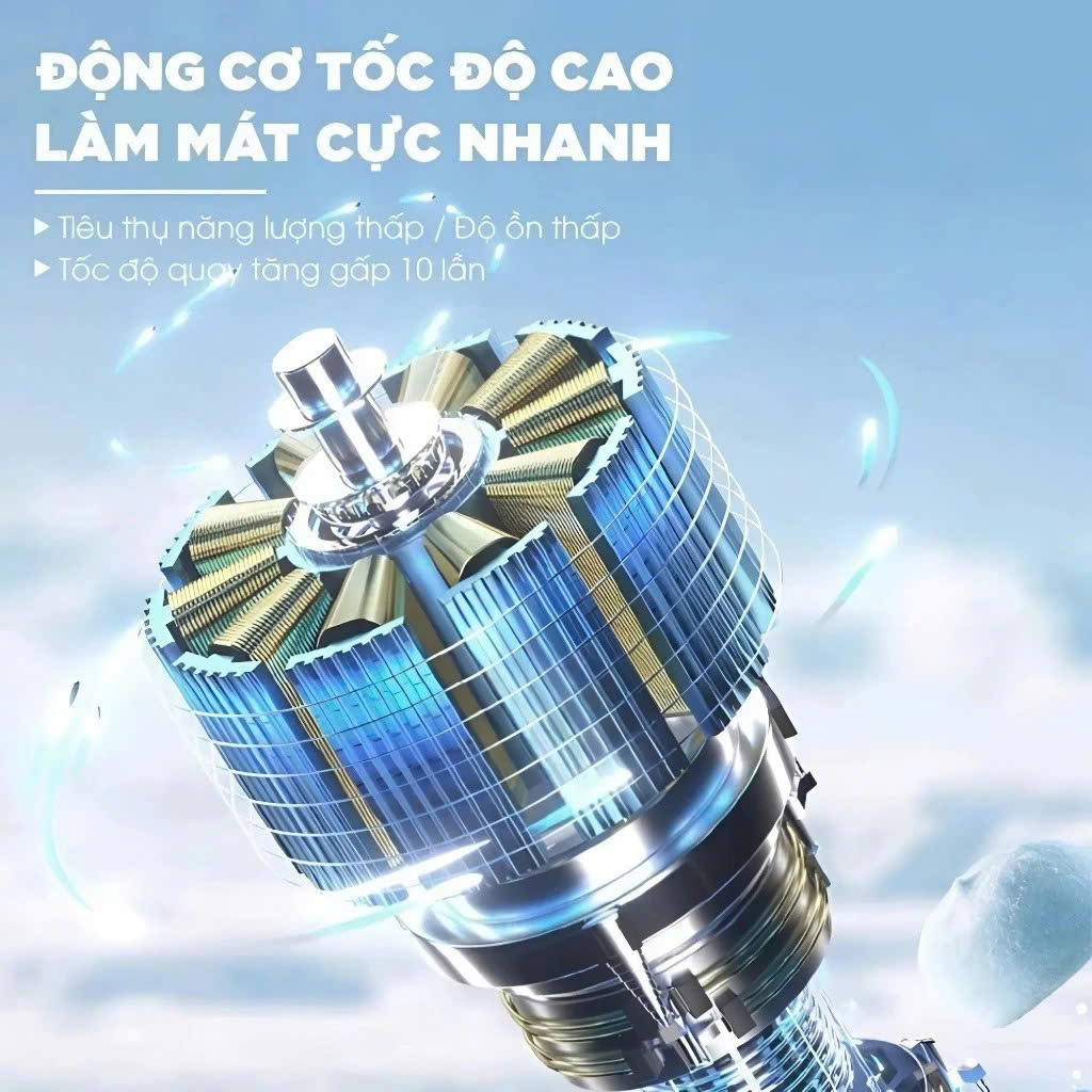 Quạt Cầm Tay Mini Sò Lạnh 6000mAh, Quạt Tích Điện Làm Mát Nhanh, Gấp Gọn, Nhiều Tốc Độ Gió, Tặng Dây Đeo - HÀNG CHÍNH HÃNG MINIIN