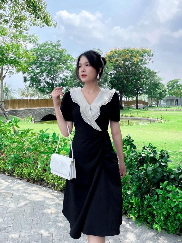 ĐẦM MIDI CỔ BÈO NHÚN THÂN 12054