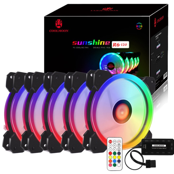 Bộ 5 Quạt + Khiển Coolmoon RGB V2 - Hàng nhập khẩu