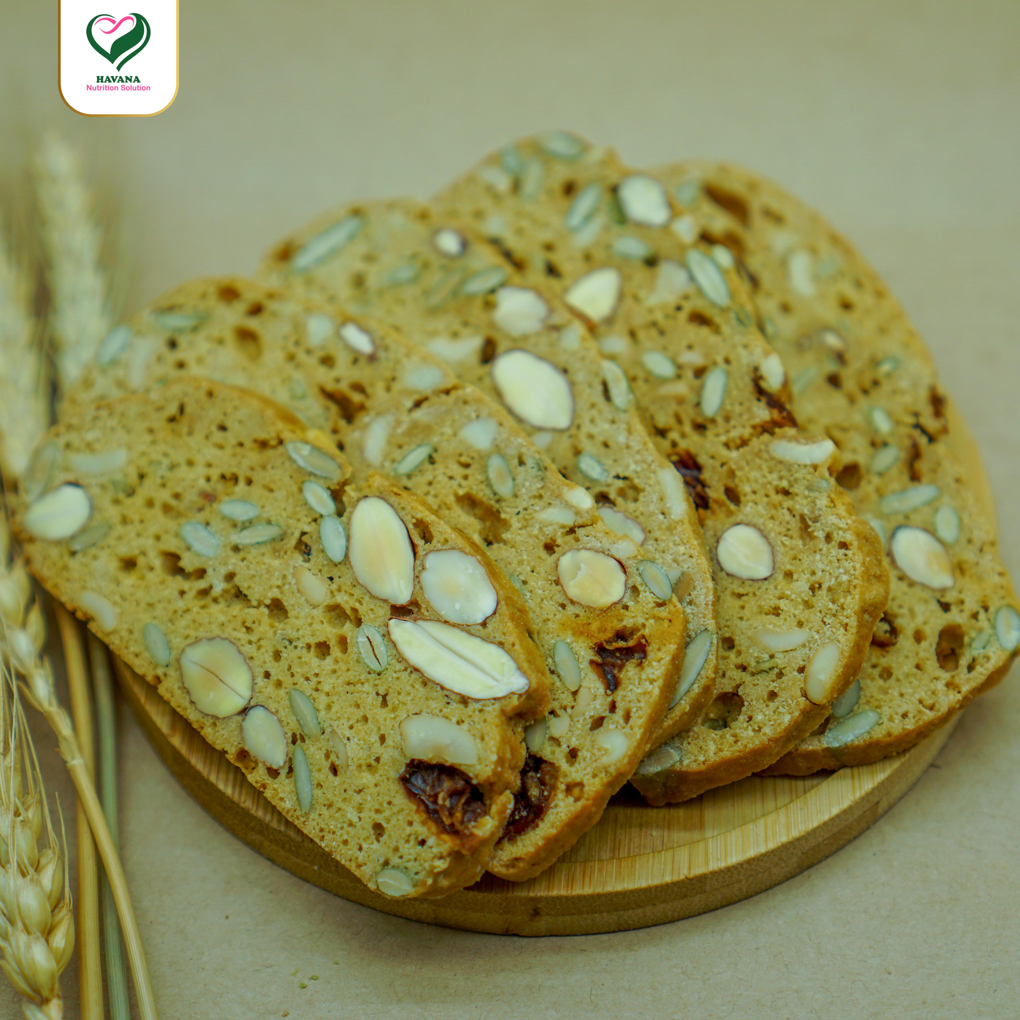 Bánh ăn kiêng HAVANA- bánh biscotti vị truyền thống nguyên cám không đường- hũ 240g