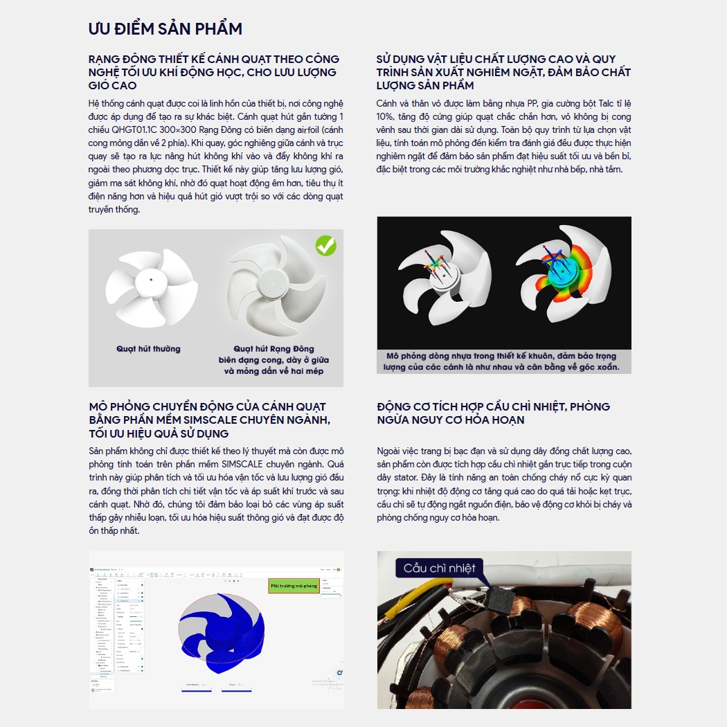 Quạt hút mùi thông gió gắn tường 1 chiều Rạng Đông QHGT01.1C cho nhà bếp, nhà tắm, phòng ngủ - Hàng chính hãng