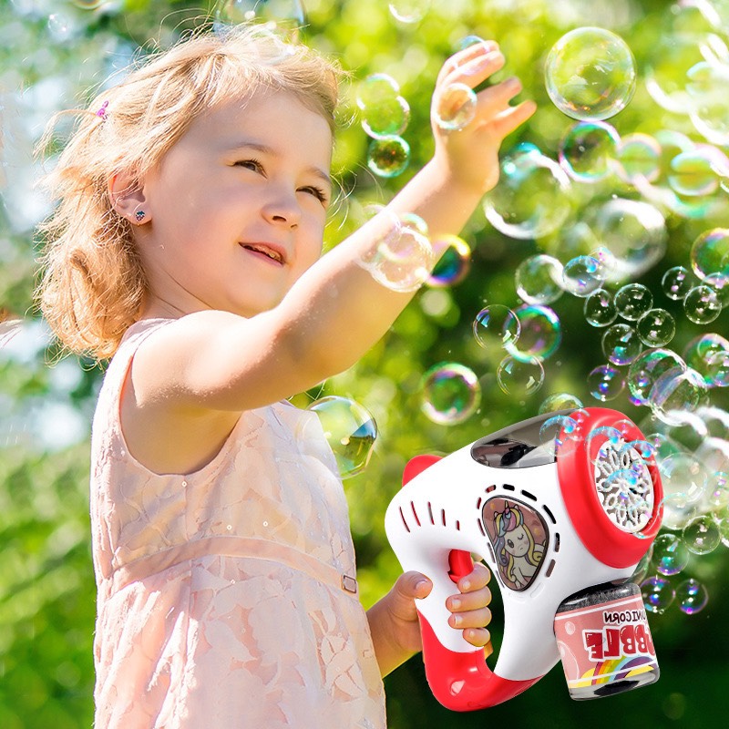 đồ chơi cho bé sung bắn bong bóng 10 nòng dùng pin gồm 2 mẫu siêu xinh khủng long và poni - quà tặng yêu thích cho bé