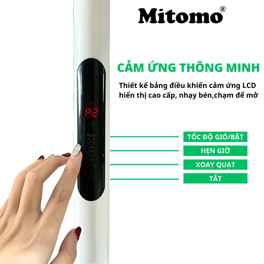 Quạt Cây Đứng Mitomo FCE-40 có điều khiễn từ xa, hẹn giờ hàng chính hãng