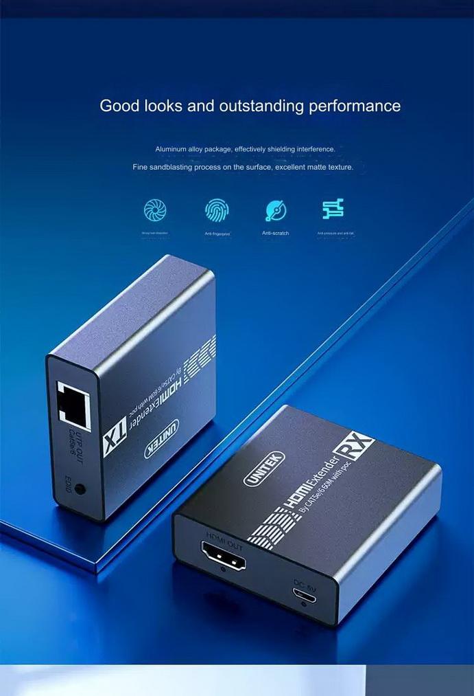 HỘP NỐI DÀI HDMI RA CỔNG LAN 60M V145A 4K UNITEK - HÀNG CHÍNH HÃNG