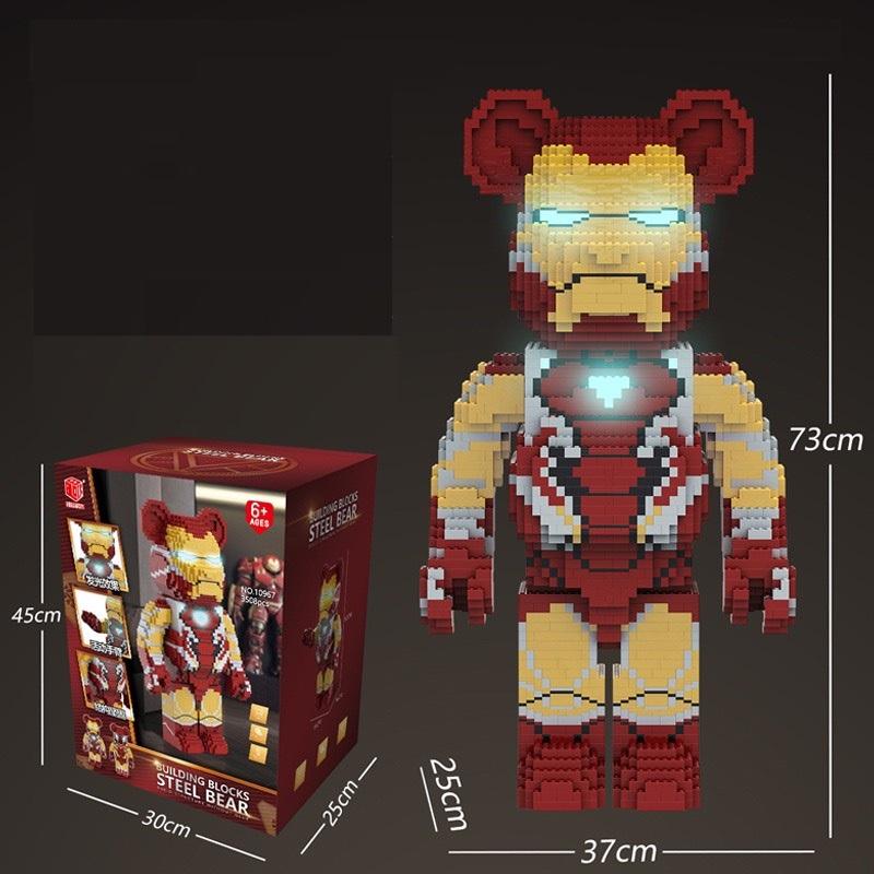 Xếp hình Gấu BearBrick 70cm - 73cm Đồ chơi Xếp hình lắp ráp mô hình cỡ lớn BearBrick ironman SavaKids