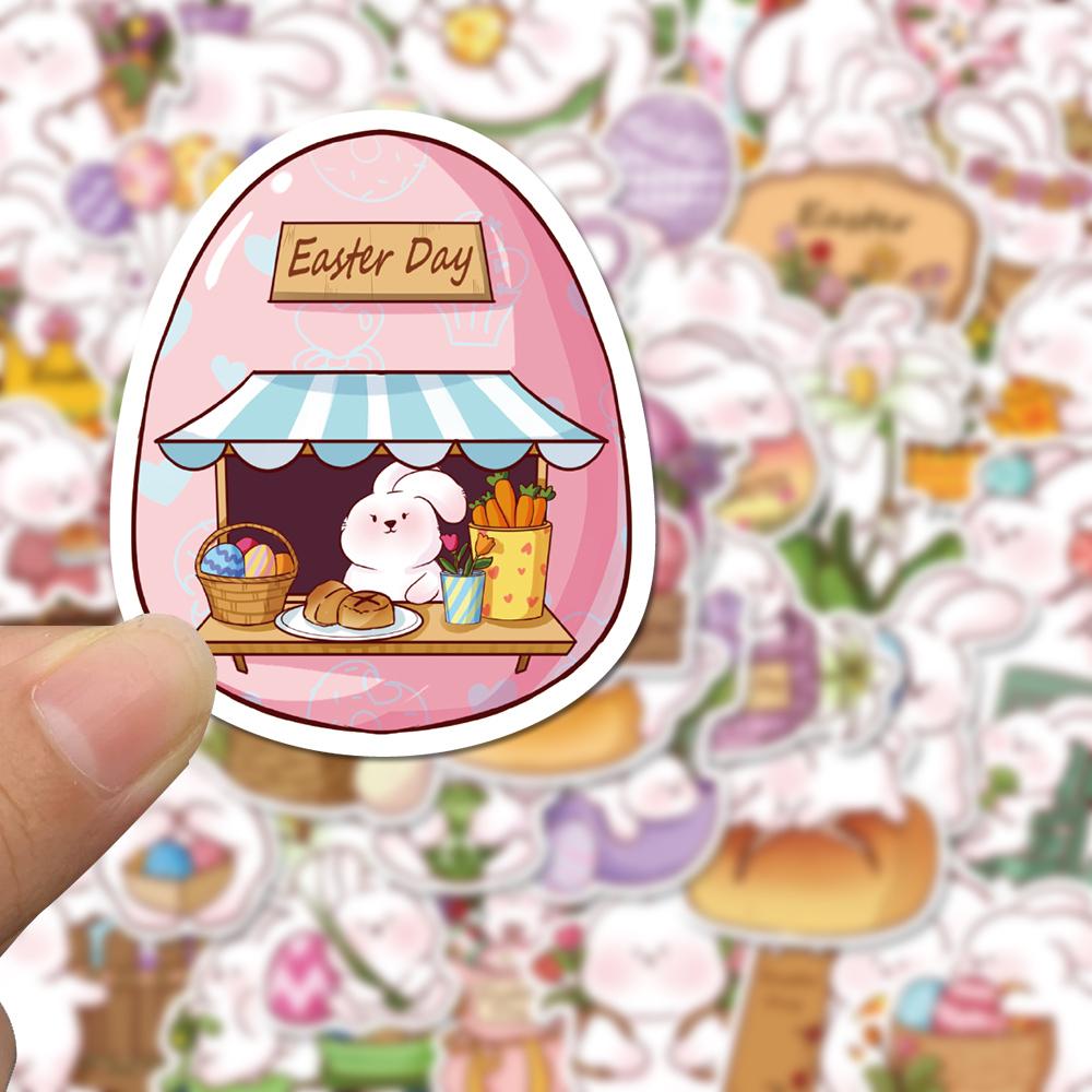 Sticker thỏ phục sinh chibi hoạt hình cute trang trí mũ bảo hiểm,guitar,ukulele,điện thoại,sổ tay,laptop-mẫu S19