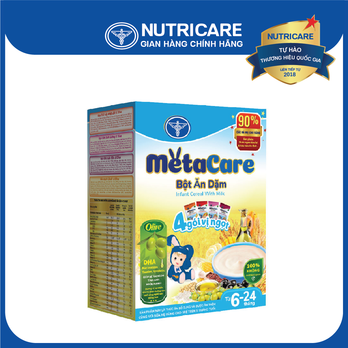 Bột ăn dặm Nutricare Metacare 4 gói vị ngọt 200g