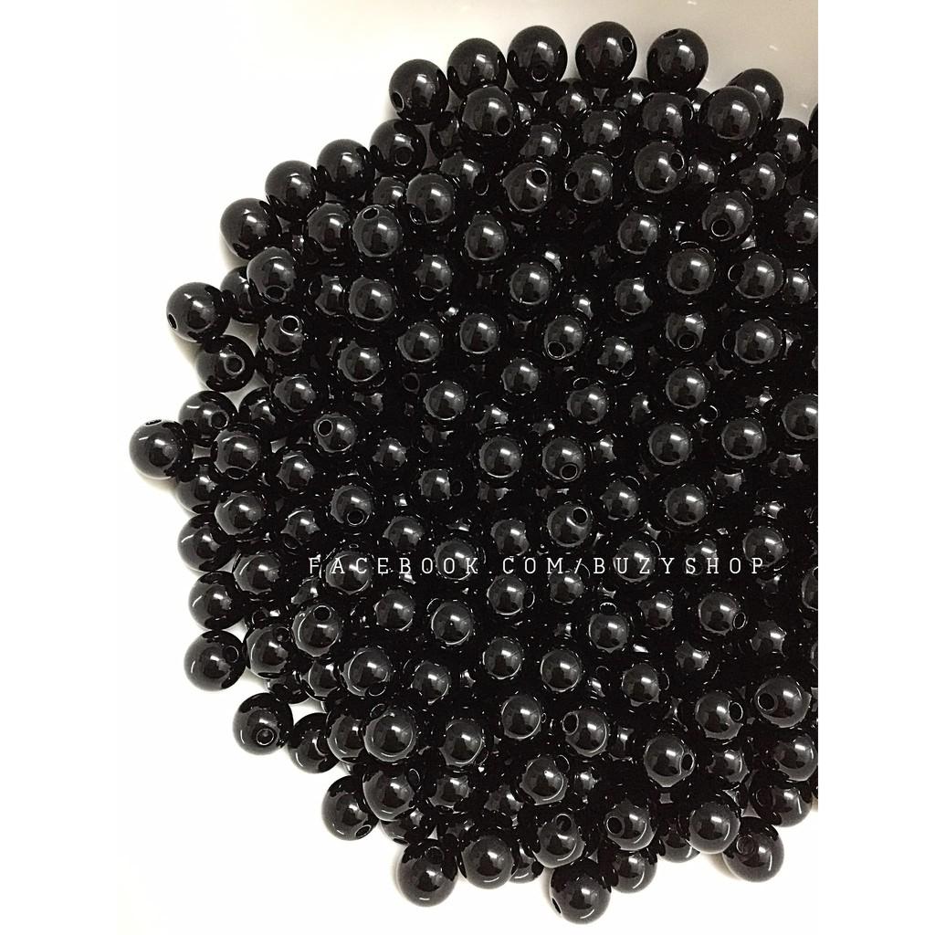 hạt nhựa đen xỏ vòng nguyên liệu handmade, phụ liệu thủ công