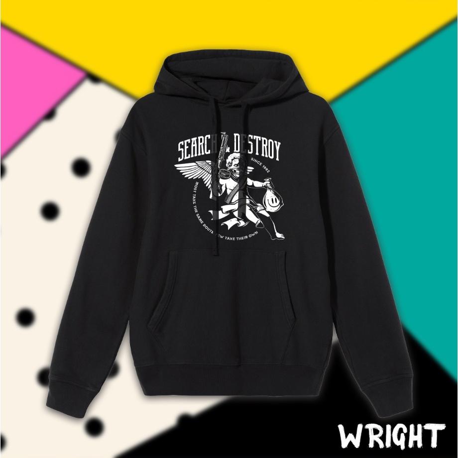 Áo hoodie WRIGHT search destroy phong cách streetwear big size 100% cotton S-3XL unisex