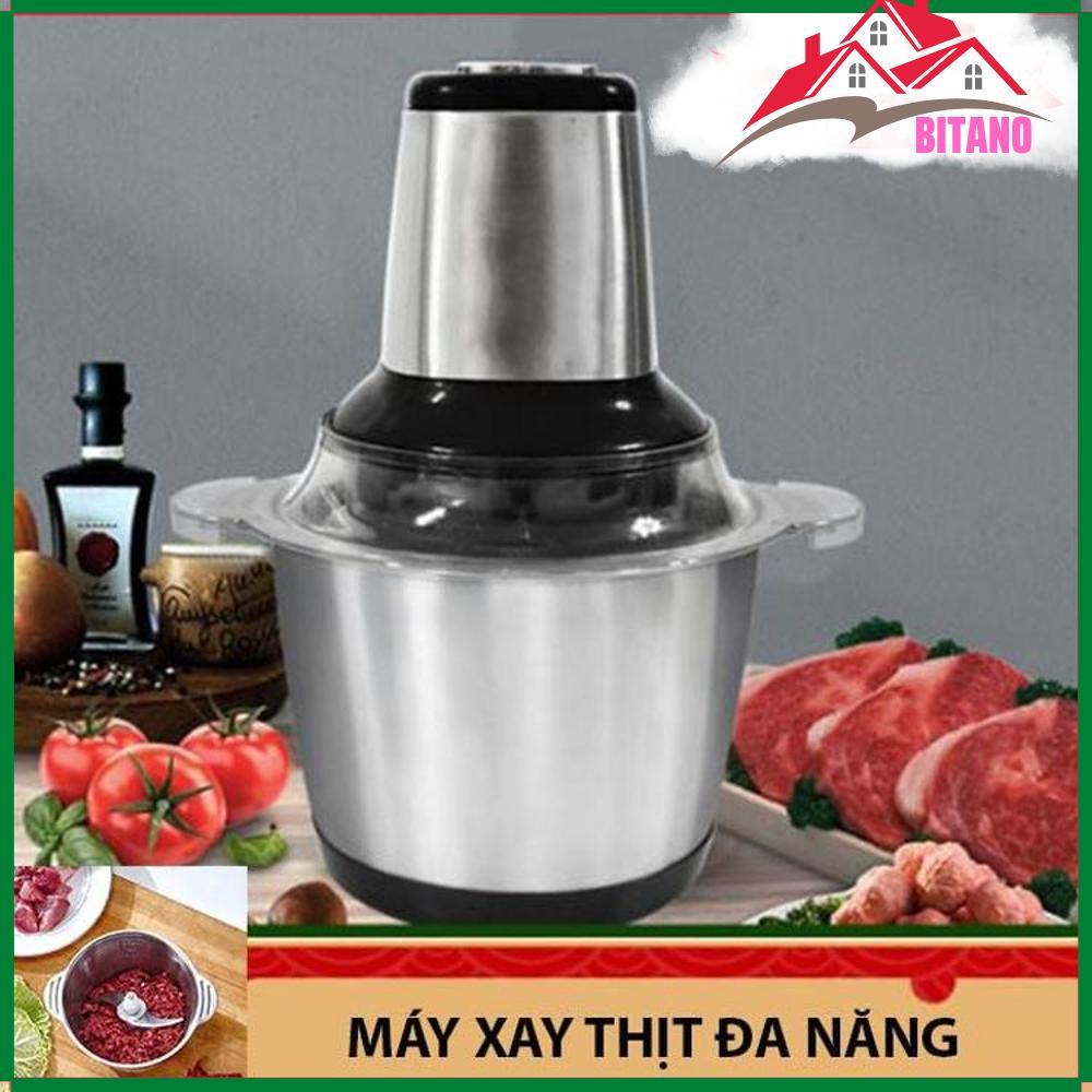 Máy Xay Thịt Cối Inox BITANO Dung Tích 2L, Máy Xay Đa Năng 4 Lưỡi Có Thể Dùng Xay Hành Tỏi, Xay Tiêu Hoặc Các Loại Thực Phẩm