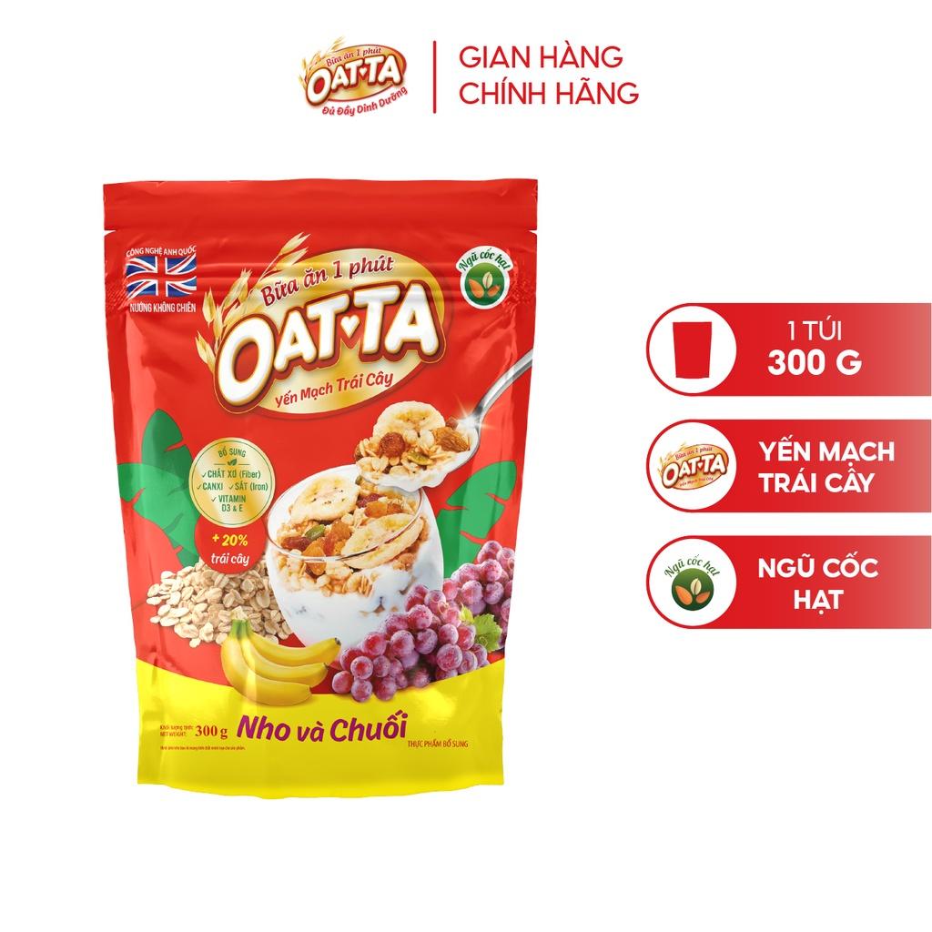 Combo 2 Yến Mạch Trái Cây Nho Chuối OATTA Thơm Ngon Giàu Chất Dinh Dưỡng Có Thể Ăn Liền Túi 300g