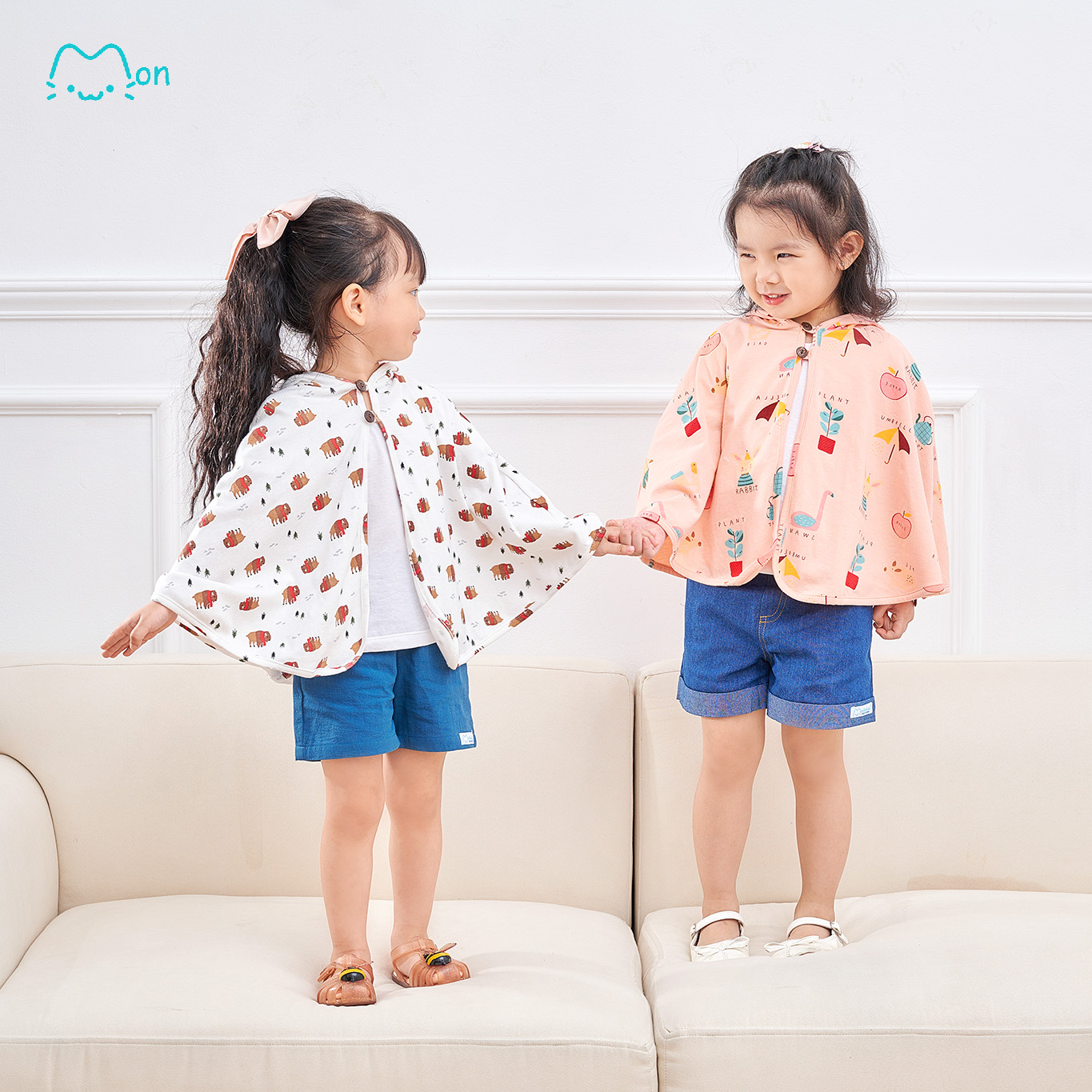 Áo chống nắng cho bé gái, áo choàng chống nắng chống tia UV cho bé gái chất cotton họa tiết dễ thương MonBabies MA22503