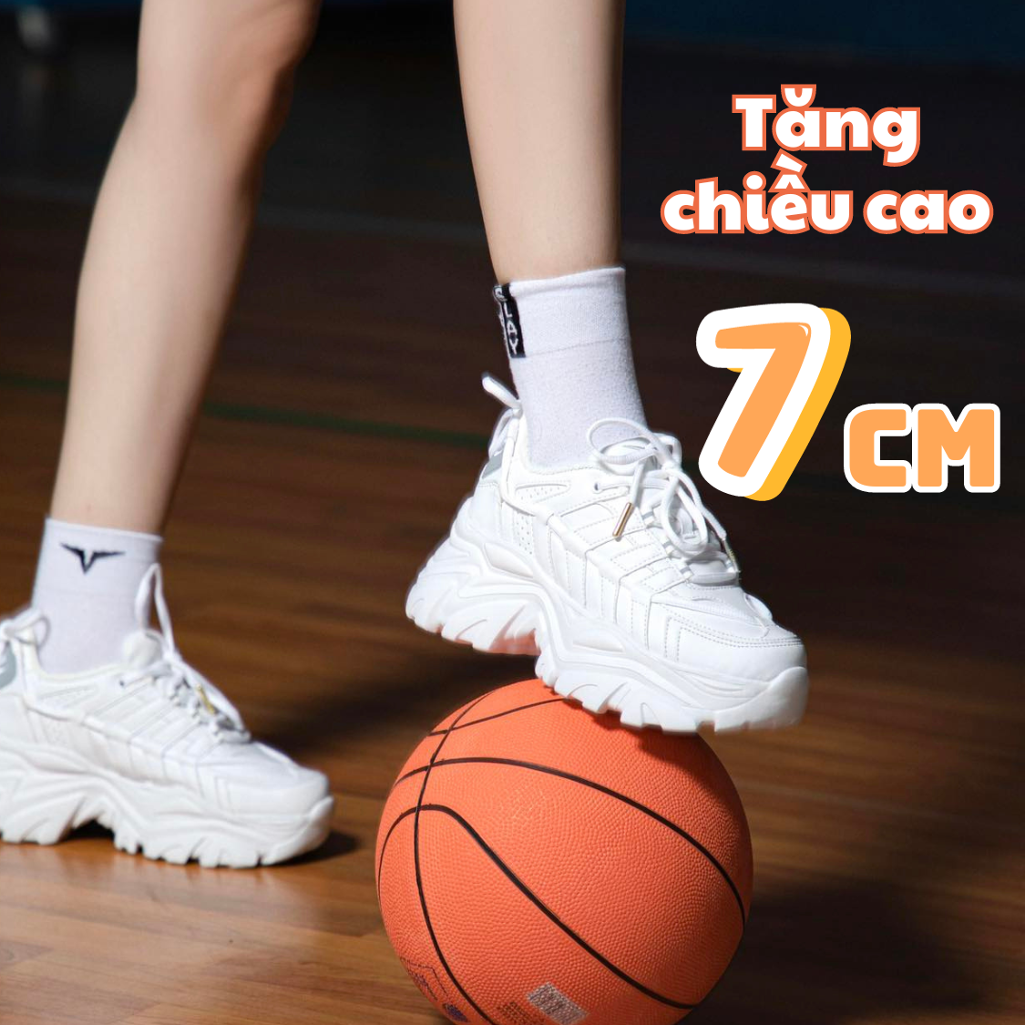 Giày đế cao SLAY BY MLEE, Sneaker Chunky All - White, Hàng chính hãng cao cấp