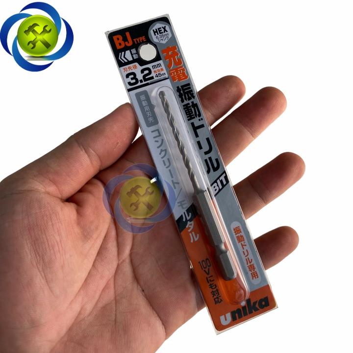 Mũi khoan bê tông 3.2mm Unika BJ 3.2 x 90 đuôi lục giác