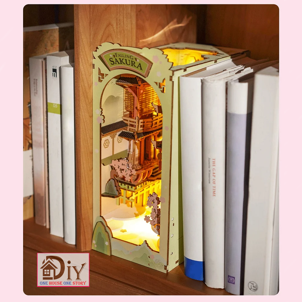 Mô hình Book nook DIY Rolife Falling Sakura TGB05 tự lắp ráp bằng gỗ - Quà tặng DIY trang trí sáng tạo cho bạn trai bạn gái