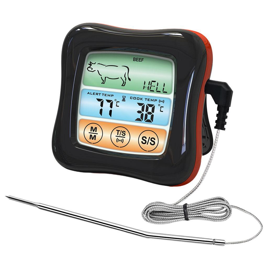 Digital Meat Thermometer Instant Read Timer Function Stainless Steel Probe
