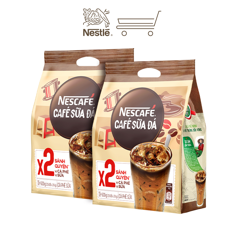 Combo 2 bịch cà phê sữa NESCAFÉ - Cà Phê Sữa Đá (Bịch 25 gói x 24 g)