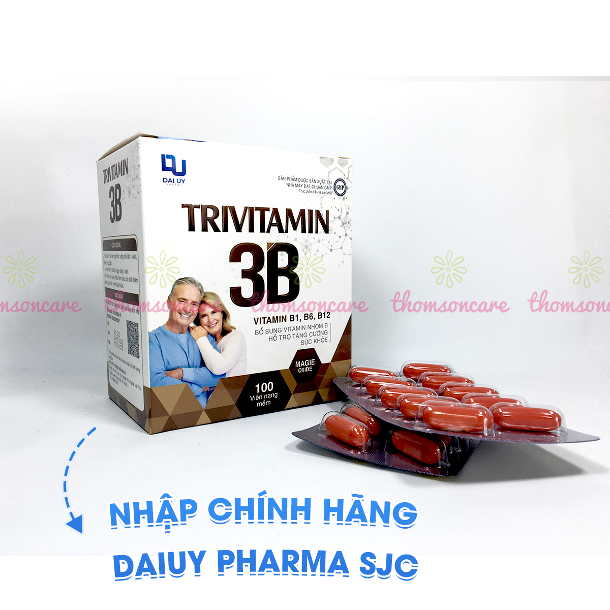 Bổ sung vitamin nhóm B - Trivitamin 3B - Hỗ trợ tăng cường sức khỏe, giảm mệt mỏi, chán ăn, người gầy ốm - Hộp 100 viên nang mềm Đ.y