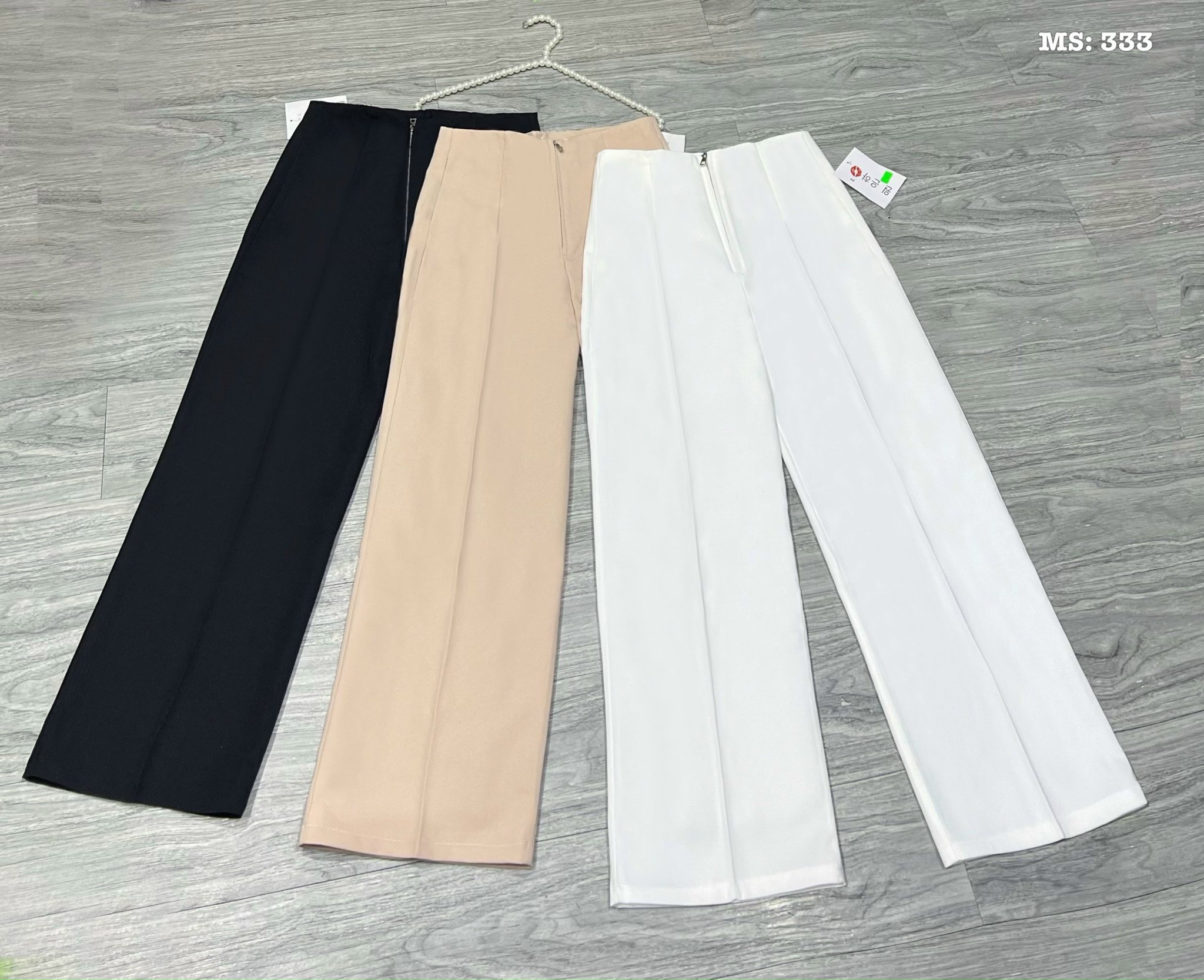 Quần ống rộng khóa kéo sắt Cun Fashion chất liệu tuyết mưa dài 98cm form quần chuẩn đẹp