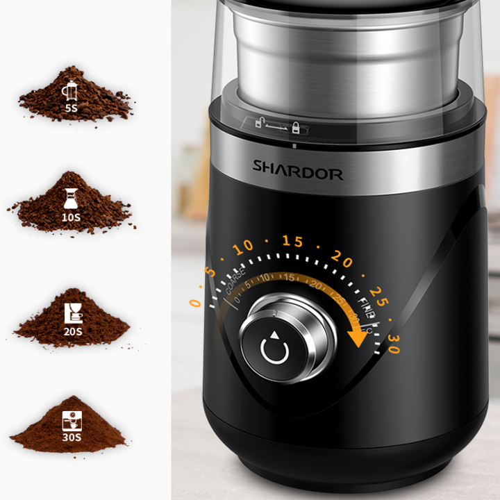 Máy xay hạt cà phê và các loại hạt ngũ cốc Shardor CG638B Cối 2 lưỡi xay, Công suất: 150W - Hàng Chính Hãng