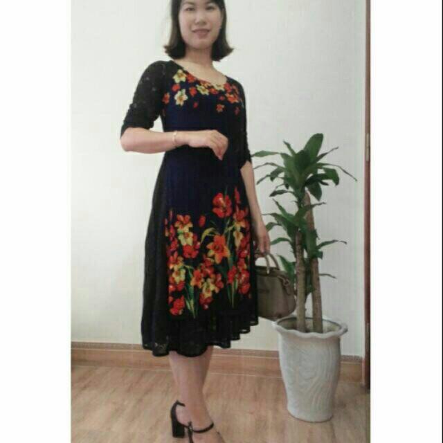 Đầm váy cách tân, đầm váy trung niên, đầm váy dự tiệc kiểu dáng sang trọng mã 104