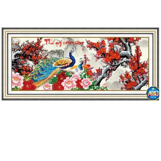 Tranh Đính Đá CÔNG PHÚ QUÝ CÁT TƯỜNG . Kích Thước: 1m33 x 66cm
