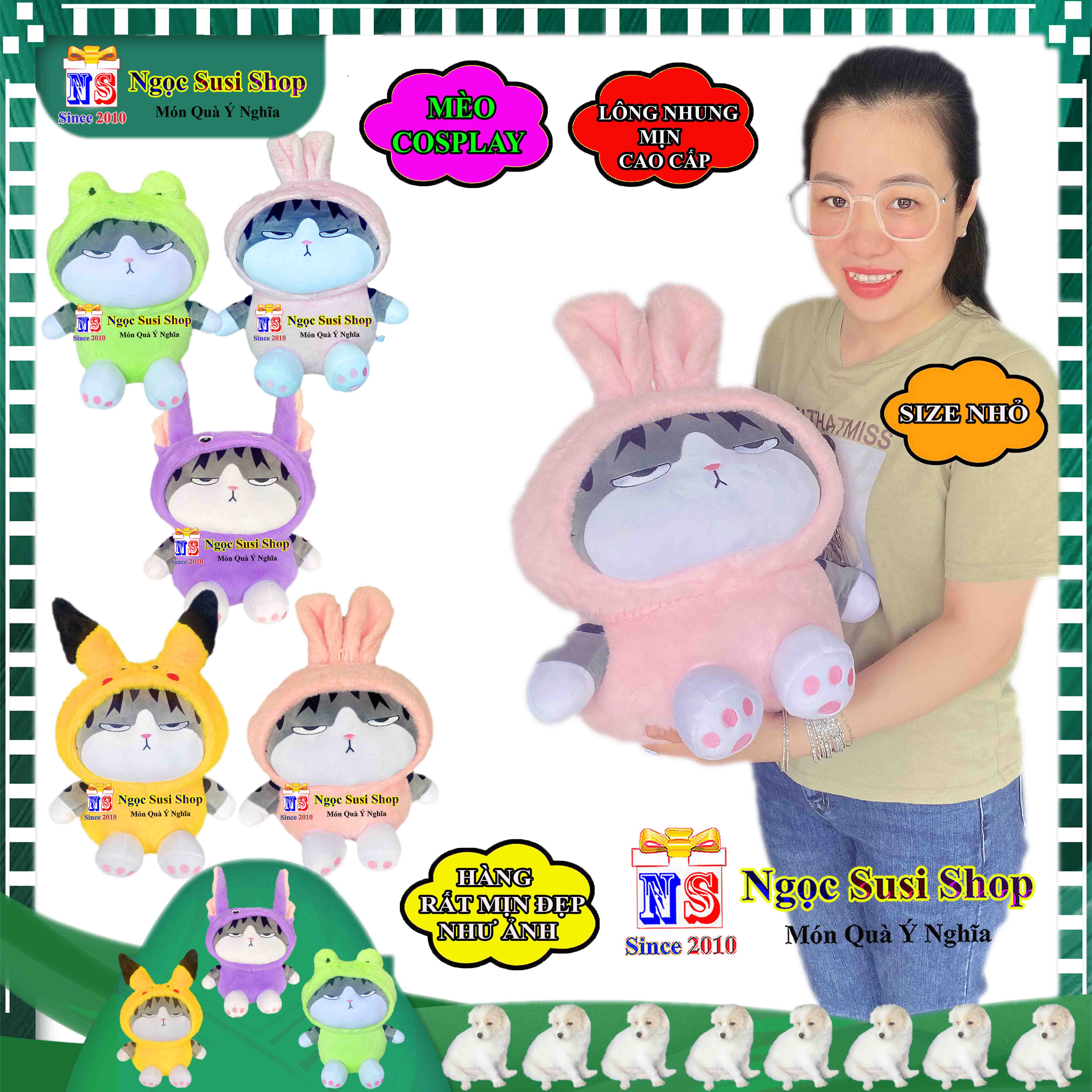 GẤU BÔNG HÌNH CON MÈO COSPLAY SIÊU MỀM MỊN CAO CẤP ÔM NGỦ DÙNG LÀM QUÀ TẶNG TRANG TRÍ