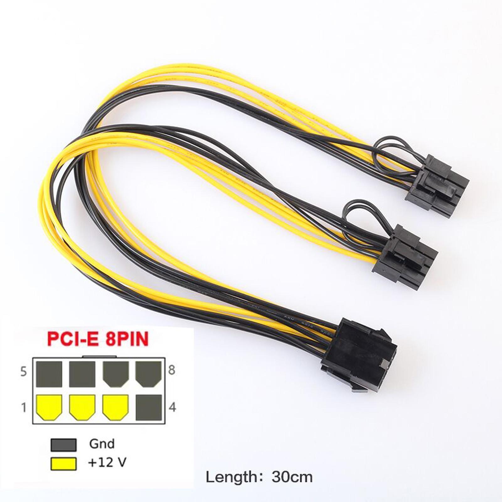 Splitter 11.8inch Extention 8-Pin to Dual 8-Pin  Power Supply Cable PCI Express