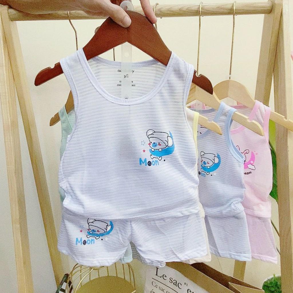 Bộ ba lỗ cho bé trai gái sơ sinh bộ ba lỗ vải cotton Kẻ thoáng mát, hàng đẹp cho bé từ 3-14kg – BCT09