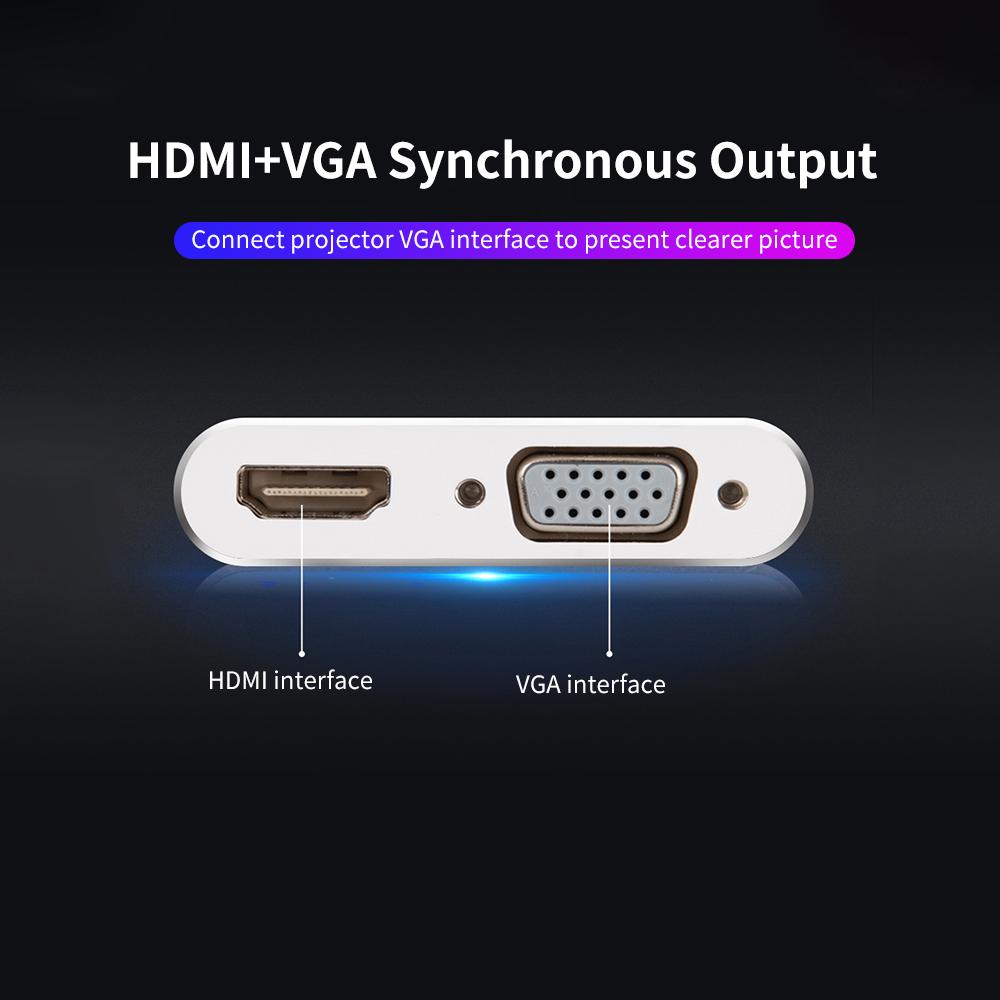Bộ chuyển đổi USB C sang HD / VGA  4K / 1080P thay thế cho Mac / Huawei / Samsung