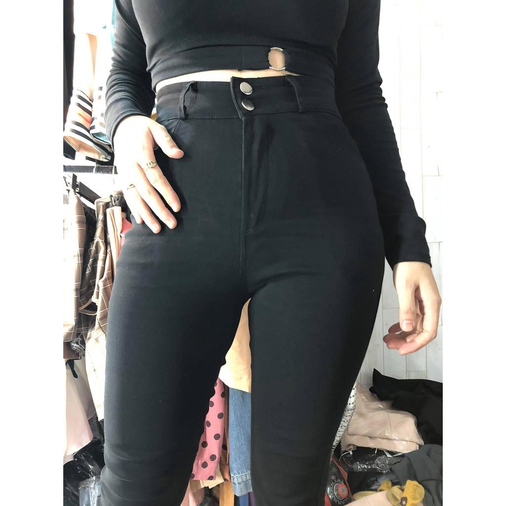 Quần jean nữ ️SALE SẬP SÀN️ Quần bò giấy skinny cạp cao 2 cúc ôm sát tạo hiệu ứng chân dài miên man, vải co giãn tốt