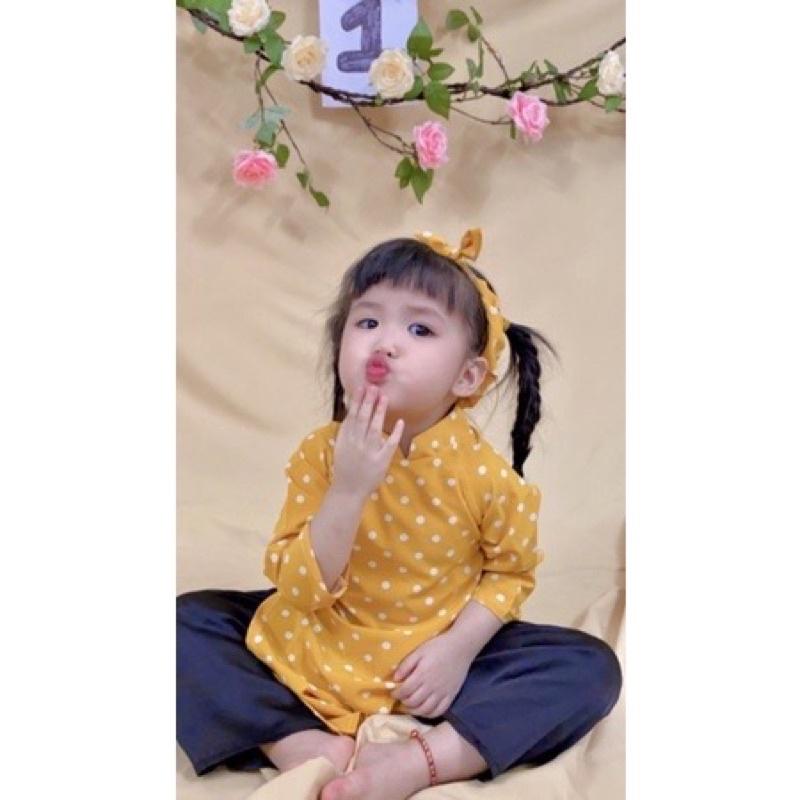 ÁO DÀI chấm bi cho bé nhà