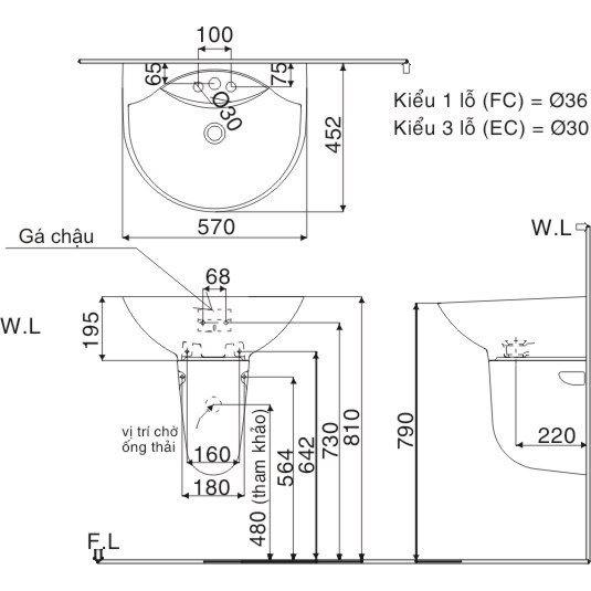 Chậu rửa mặt INAX L-288V – Treo tường .Thiết kế đơn giản với lòng chậu sâu, rộng - Vật liệu xây dựng Big H