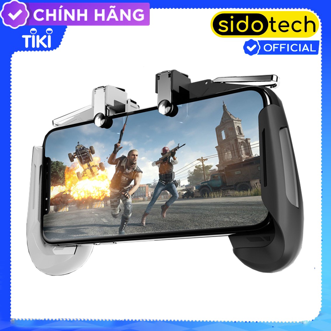 Tay Cầm Chơi Game Điện Thoại Sidotech AK16 Nút Bắn PUBG FreeFire ROS Kết Nối 4 Ngón Linh Hoạt Và 2 Nút Bắn PUGB Vật Lý Thuộc Dòng Tay Cầm Chơi Game Máy Chơi Gamer Cầm Tay Bắn Pubg Tương Thích Với Điện Thoại Iphone Oppo Samsung - Hàng Chính Hãng