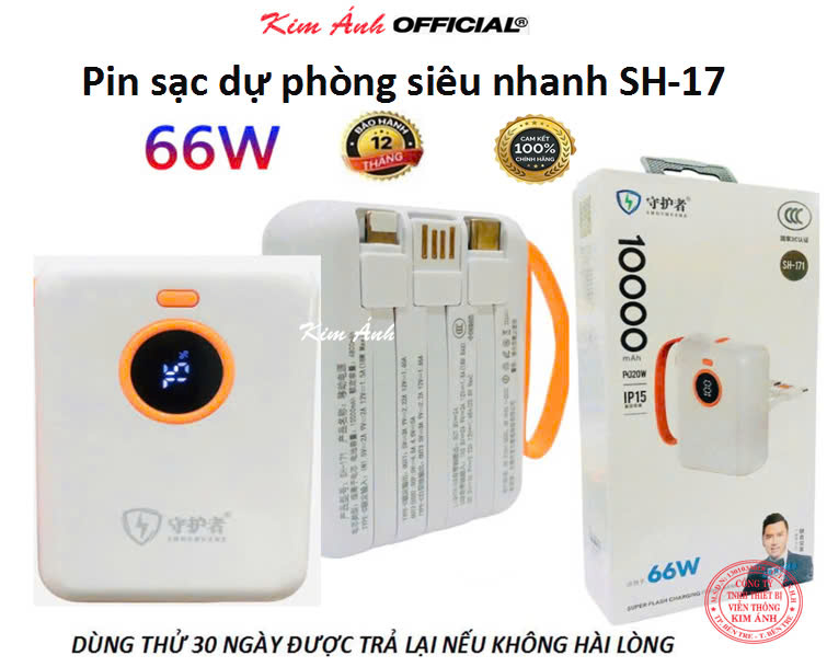 Pin sạc dự phòng 22.5W sạc siêu nhanh SHOUHUZHE SH-171 dung lượng 10000mAh sạc nhanh hai chiều, tiêu chuẩn 3C quốc gia, hàng chính hãng