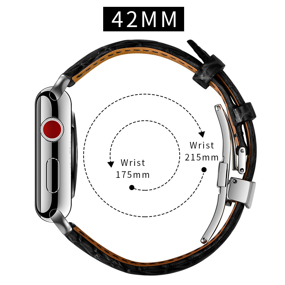 Dây Da Cá Sấu France Khóa Bướm Chống Gãy dành cho Apple Watch 42/44/45/49mm