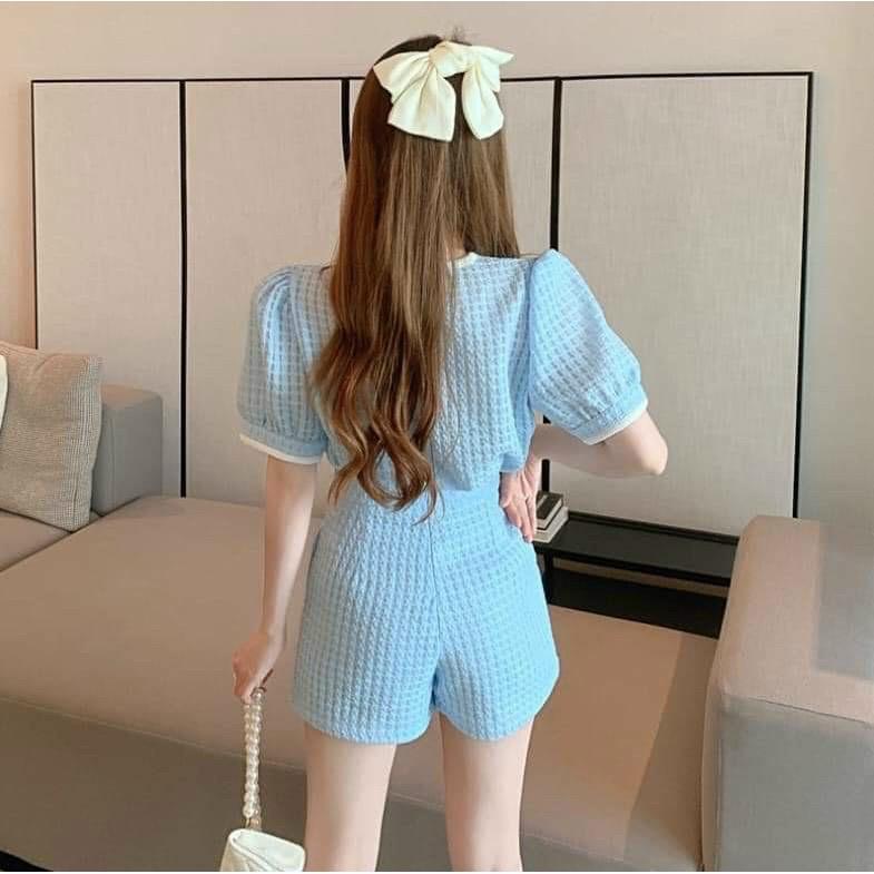 Set bộ đồ nữ gấm kim cương sang chảnh không kém phần cute dành cho các nàng đi chơi, dạo phố